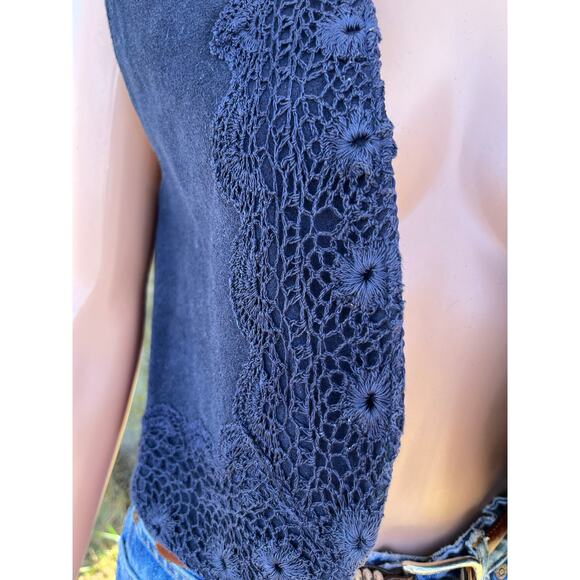 Vintage Navy Blue Leather Vest - Picture 2 of 7